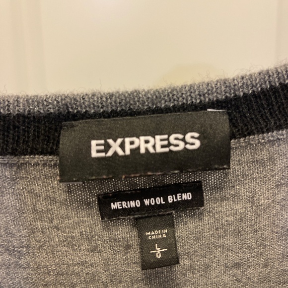 Express Merino Wool Blend Cardigan | Gray Button-Up Sweater | Size Large - Picture 3 of 3